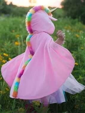 Pink Unicorn Hooded Kids Costume Cape - Cute Rainbow Mane